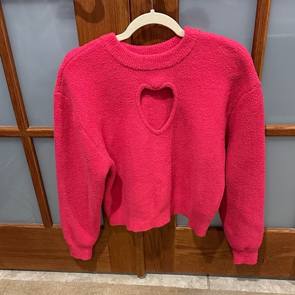 Florence By Mills Sweaters - Chic Heart Cutout Sweater in Bold Pink